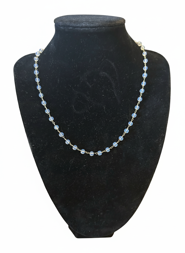 Blue beaded gold dainty necklace